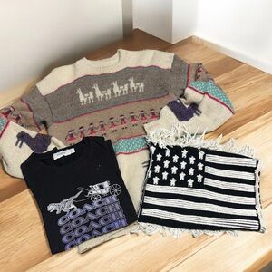 Coach crafter lot DIY up cycle materials flag shirt alpaca knit sweater